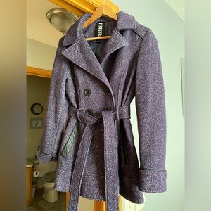 Small purple trench coat with hood and belt